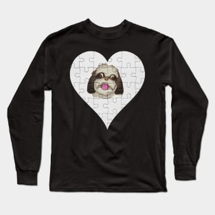 Shih Tzu Heart Jigsaw Pieces Design - Gift for Shih Tzu Lovers Long Sleeve T-Shirt